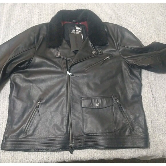 Harley Davidson Leather Detachable Faux Fur Mens Jacket Nwt 4x Black Y2K... - Picture 3 of 16